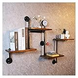 AMSXNOO Wandregal, Industrial Retro Metall Wandmontierte Holz Schweberegal mit Rohr, Dekorative Regale für Wohnzimmer Schlafzimmer Badezimmer Küche Büro (Size : 120x75cm)