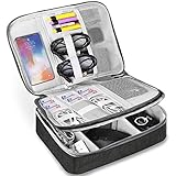 HCFGS Elektronische Tasche - Doppelte Schichte Elektronik zubehör organisator - universal travel Kabel Organizer Tasche（Schw
