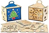 Baker Ross AX557 Weihnachten Laterne Bastelset aus Holz - 3er Pack, Holzlaterne für Mädchen zum Basteln und B