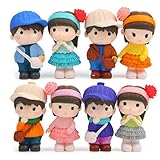 VOSAREA 8Pcs Miniaturpaar Figur Jungen Und Mädchen Mikrolandschaft Statue Puppenhaus Menschen Set (Bunt)