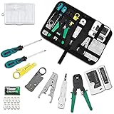 EINFEBEN 12 in 1 Netzwerk werkzeug Set, Netzwerk Reparaturwerkzeuge für RJ45, RJ11, RJ12, Crimpzange, Professionell Abisolierzange, LAN Kabeltester, Kit Patchkabel Tester Computer Wartung