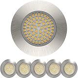 LED Einbaustrahler Flach 230V LED Spots Deckenspot Warmweiß 3000K 3.8W 450lm Edelstahldesign Eingebettete Rundstahlpunkte für Wohnzimmer,Schlafzimmer,Küche,Bürobad - 6 set (Nicht schwenkbar)