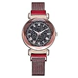 OLUYNG Armbanduhr für Damen, lässige Uhr, luxuriös, violett, Damenuhren, modisch, minimalistisch, Sternenhimmel, Magnetuhr, Reloj Mujer Uhr *533, rot, Armb