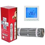 elektrische Fußbodenheizung FOXYMAT.SL (160 Watt pro m²) mit Thermostat QM-BLUE, 2.5 m² (0.5m x 5m)