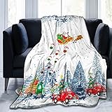 Weihnachtsmann-Fleece-Überwurf Decke, Einzelne Reisedecke für Weihnachten, Pickup-Truck, Flanell-Decken, weich, warm, Bettüberwürfe für Sofa, Bett, Sofas und Couch (101,6 x 127,7 cm)