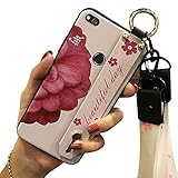 Glitzer Original Lulumi Lanyard Handyhülle Kompatibel mit Huawei P8 Lite 2017/P9 Lite 2017/GR3 2017, Design Soft Case für Mädchen Anti-Knock Armband TPU Rot B