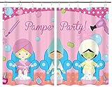 TISAGUER Scheibengardine,Girls Pamper Party Pink Polka Dots Bubble Pyjama Spa Geburtstagsdekoration,Vorhang Durchstangenzug Gardine Küche Tür Korridor Gardine 55x39