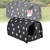 Katzenhaus Für Draußen Winterfest, Katzenhaus Outdoor Winterfest Wasserdicht Und Warm, Faltbares Katzenbett Hundehöhle, Katzenhöhle Für Katzen Mit Dickem Schwammfutter (XL 60×50×40cm)