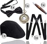 TK Gruppe Timo Klingler 5 in 1 - 20er Accessoires Herren Männer Set für Fasching & Karneval - Verkleidung wie Gatsby, Charleston - Kostü