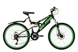 KS Cycling Jugendfahrrad Mountainbike Fully 24'' Bliss schwarz-grün RH 38 