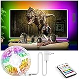 Led TV Hintergrundbeleuchtung für 75-82 zoll, BASON 5m TV Led Beleuchtung RGB LED Streifen mit Adapter, 17ft Led Strip mit 24 Tasten Fernbedienung für Fernseher/Wandhalterung Cinema Dek