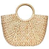 Große Stroh-Strandtasche für Damen, handgewebt, Griff oben, Sommer-Strandtasche, Stroh-Handtasche Gr. One size, b