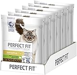 Perfect Fit Sensitive 1+ – Trockenfutter für erwachsene, sensible Katzen ab 1 Jahr – Reich an Truthahn – Ohne Weizen und Soja – Unterstützt die Verdauung – 6 x 750 g