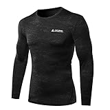 Herren Quick Dry Funktion Sport Kompressionsshirt - Langarm Funktionshirts Base Layer Shirts by AMZSPORT, Schwarz31, XL