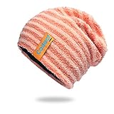 Jersey Beanie Mütze Damen Warme Plüsch Herbst Wintermütze Slouch Mützen Weich und Bequem Strickmütze Kopfbedeckung Herbstmütze Laufmütze Übergangsmütze Sportmütze für Laufen Jogging