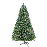 SHareconn 180cm Weihnachtsbaum künstlich Scharnier Weihnachtsbaum mit Beleuchtung 330 Warmweißen und Mehrfarbigen Lichtern，8 Transformationsmodi，1018 Zweigspitzen und Faltbarem M