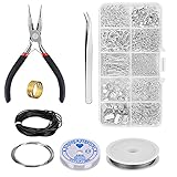 Queta Schmuckherstellung Set, Schmuck Basteln Zubehör mit Enthält Zange Schmuck Reparatur Set Ketten Band Anhänger Accessoires Kit für DIY Bastelb