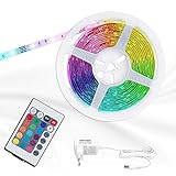 Briloner Leuchten - LED Band 3m, LED Strip, 12 Watt, inkl. Fernbedienung, RGB, inkl. Farbwechsel, selbstklebend, kürzbar, Weiß, 3.000mm (L), 2267-090