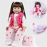 ZIYIUI 24'/60cm Realistische Reborn Babypuppen Kleinkind Weiche Silikon Vinyl Reborn Baby Mädchen Dolls with Lange Haare Kind Geschenke Realistisch Handgemacht Spielzeug