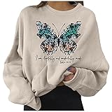 Pullover Damen Teenager Mädchen Pulli Lustig Schmetterling Muster Bluse Top Pullover Klassisch Langarm Christmas Sweatshirt Xmas Pulli Shirt Tunika Top