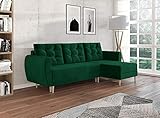 3xeliving modernes TURKAN 3-Sitzer-Sofa mit Schlafmöglichkeit Farbe grü