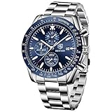 BY BENYAR Herren Uhr Beiläufig Elegantes 30M Wasserdicht Sport Chronograph Analog Quartz Armbanduhren für Herren Kalender Edelstahl B