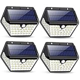 Solarlampen für Außen mit Bewegungsmelder,【2019 Neuestes Modell 60 LED-800 Lumen】iPosible Solarleuchte Aussen 2000mAh Solar Wasserdichte Wandleuchte Solar Aussenleuchte Solarlicht für Garten- 4 Stück