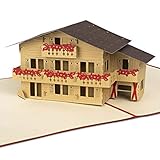 PaperCrush® Pop-Up Karte Haus „Almhütte“ - 3D Glückwunschkarte zum Hausbau, Hauskauf oder Eigenheim - Besondere Gutscheinkarte für Hotel, Hotelgutschein inkl. Umschlag