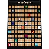 Enno Vatti 100 Movies Bucket List Scratch Off Poster - Top Filme Rubbelkarte (42 x 59,4 cm)