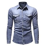 Denim Shirts Retro Casual Einfache Herren Langarmshirts Frühling Herbst Mode Herren Langarm Denim Shirts Modern Holiday Herren Langarm CQ-01 XL