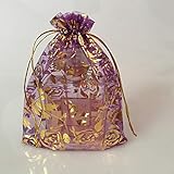 Geschenk-Beutel - 100 Stück Bronzel Rose Schmuck Tasche, Bankett/Hochzeit/Weihnachten Geschenktüte, Weihnachten Candy Bag, Geschenkbeutel und Gewebe (Color : Purple, Size : 13 * 18cm)