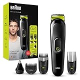 Braun Barttrimmer/Haarschneider Herren, Trimmer/Haarschneidemaschine & Rasierer, 6-in-1 Set für Bart, Gesicht, Kopfhaar, Ohren und Nase, MGK3221, schwarz/grü