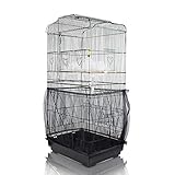 ASOCEA Extra großer Vogelkäfig Samenfänger Samen Schutzrock Vogelkäfig Nylonnetz Netz Papagei Sittich Lovebirds Runder quadratischer Käfig - Schwarz (ohne Vogelkäfig)