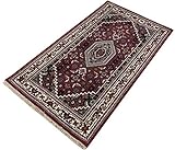WAWA TEPPICHE Orientteppich Bidjar Handgeknüpft ROT Cream Teppich~ 100% Wolle (90 x 160 cm)