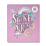 Soulbook Kinder Sticker Tausch- und Sammelalbum rosa - Jungen und Mädchen - 28 Seiten mit Hüllen zum Kleben & Sammeln - Sticker Wieder ablösb