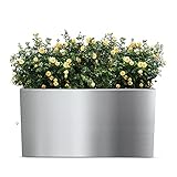 wuuhoo® I Designer Pflanztrog Daisy Edelstahl 1,5mm XL matt poliert Silber I Raumteiler Pflanzgefäß Kubus im Bauhausstil I Pflanzkübel zeitlos elegant I Wetterfest Innen und Außen L 120cm mit E