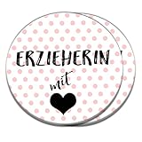 Polarkind Button Anstecker 2er Set Erzieherin mit Herz Geschenk zum Abschied 2020 Kindergarten 59mm H
