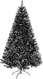 LQSDD Künstlicher Weihnachtsbaum mit Glitzerlametta für den Innenbereich, einfach zu montieren, zusammenklappbar, 1,5 m, Schw