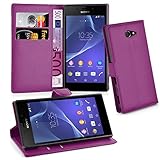 Cadorabo Hülle für Sony Xperia M2 in Mangan VIOLETT - Handyhülle mit Magnetverschluss, Standfunktion und Kartenfach - Case Cover Schutzhülle Etui Tasche Book Klapp Sty