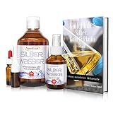 Kolloidales Silber 500ml / 50ppm, Silberwasser mit Sprühflasche 100ml, Nasensprayflasche, Pipettenflasche, Messbecher, E-Book in 5 Sprachen zum Download, Laborgeprüft, H
