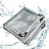 ZGLCQSGY wasserdichte Transparente PVC Plane mit Ösen,Wetterfeste Plane Strapazierfähige Vordächer Faltbar,Regenschutz Abdeckplane für Gartenmöbel Pflanzen Gewächshaus Pet Hutch Dach(0.8m X 1.1m)