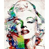 WOWDECOR Art Supplies Marilyn Monroe Pretty Lady Malen nach Zahlen, 40 x 50 cm, mit Malpinseln, Leinwand (kein Rahmen)