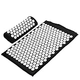 Yoga Acupressur MAT Kissen Massage Set for Rückenhals Schmerzlinderung und Muskel Entspannungsmatte Yoga Matte Rutschfeste Pilates Mats Trainingsmatten Trainingsmatte Yoga ( Color : Black mat pillow )