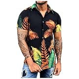 T-Shirt r014 Loses Kurzarmhemd mit Hawaiian-Print und Revers auf der Brusttasche für H