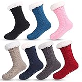 SumLeiter Damen Bodensocken Flauschige Plüschfutter Stricksocken Winter einfarbig Verdickte Thermosocken rutschfeste Warme Wintersocken Super Weiche Wollesocken,Bequem Teppichsocken Haussock