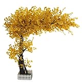QIFFIY kunstbaum 7 Form künstlicher Ginkgo-Baum, gelber Simulationsbaum mit massivem Holzstamm-Highlight-Stärke zeigt Sein üppiges Laub Kunstpflanze (Color : 150 * 150cm)