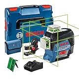 Bosch Professional 12V System Linienlaser GLL 3-80 CG (1x Akku 12V, Universalhalterung BM 1, m. App-Funktion, grüner Laser, max. Arbeitsbereich: 30 m, Tasche, in L-BOXX)