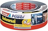 tesa extra Power Universal Gewebeband - Gewebeverstärktes Ductape zum Reparieren, Befestigen, Bündeln, Verstärken oder Abdichten - Grau - 50 m x 50