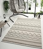 the carpet Karel Weicher Kuscheliger Teppich, Wohnzimmer, Schlafzimmer, Flachgewebe mit Shaggy-Elemente, Weicher Kuschel-Flor, Pflegeleicht, Robust, 3D Optik, Creme, 140 x 200