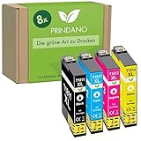 Prindano 8 Patronen kompatibel mit Epson T1811 T1812 T1813 T1814 18XL | Für Expression Home XP30 33 102 202 205 212 215 225 302 305 312 313 315 322 325 402 405 412 413 415 420 422 425 XP405 WH